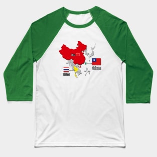 where is taiwan world map | taiwan location map_not Thailand and China_green Baseball T-Shirt